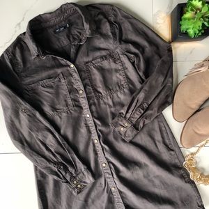 Max Jeans Gray Long Sleeve Shirt Dress